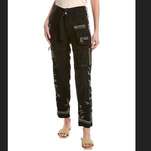 JOHNNY WAS Black Embroidered Aventura Cargo Pants